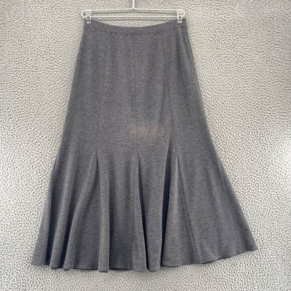 Chicos Skirt Womens 0 US 4 Gray Godet Trumpet Midi Stretch Knit Pull On Everyday - Picture 3 of 11